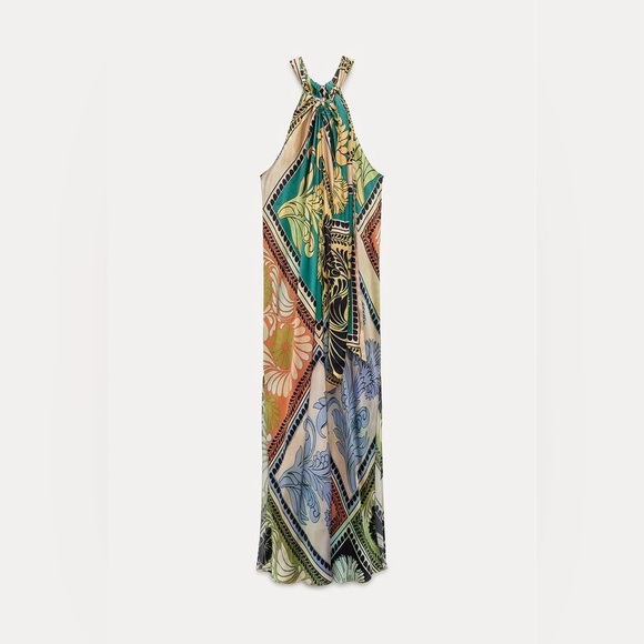 ZARA ~ COLLECTION PRINTED HALTER DRESS - Picture 9 of 12